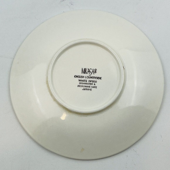 Mikasa English Countryside Flat Cup & Saucer Set White Stoneware Embossed Fruit - Picture 8 of 12